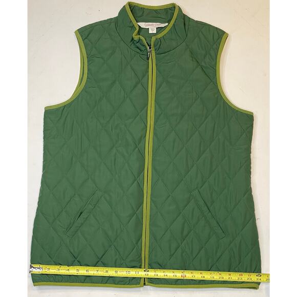 Coldwater Creek Green Quilted Zip Vest Women’s XL EUC Slash & Interior Pockets - Picture 5 of 10
